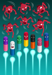 capsules medicine fighting with a virus