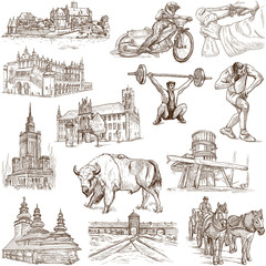 Fototapeta Traveling series: POLAND - hand drawings, on white obraz