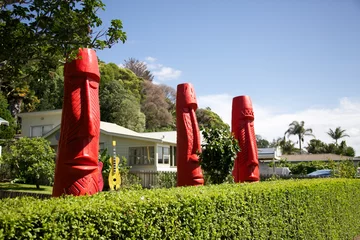 Crédence de cuisine en verre imprimé Nouvelle-Zélande Sculptures ethniques dans le Coromandel, Nouvelle-Zélande