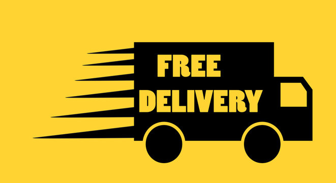 Free delivery truck icon vector on orange background