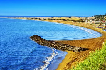 Tuinposter Playa del Ingles beach and Maspalomas Dunes, Gran Canaria, Spain © nito