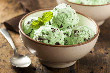 Organic Green Mint Chocolate Chip Ice Cream - Powered by Adobe