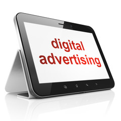 Marketing concept: Digital Advertising on tablet pc computer