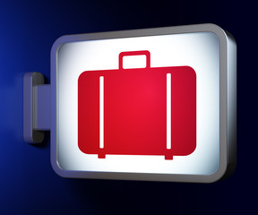 Tourism concept: Bag on billboard background
