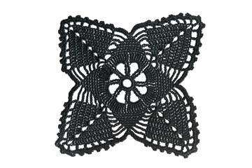 Black lace with pattern on white background