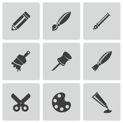 Vector black art tool icons set