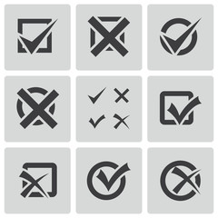 Vector black check marks icons set