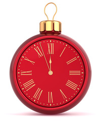 Happy New Year alarm clock bauble Christmas ball ornament