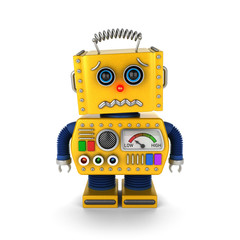 Fototapeta premium Cute vintage toy robot about to cry