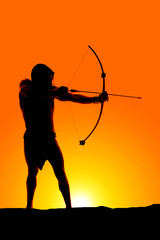 silhouette man with bow and arrow