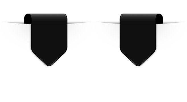 Schwarzer Sticker Pfeil mit Schatten, Textfreiraum, 2 Varianten