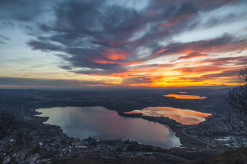Fototapeta premium Brianza: sunset over the lakes of Lombardy