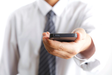 Man holding mobile phone