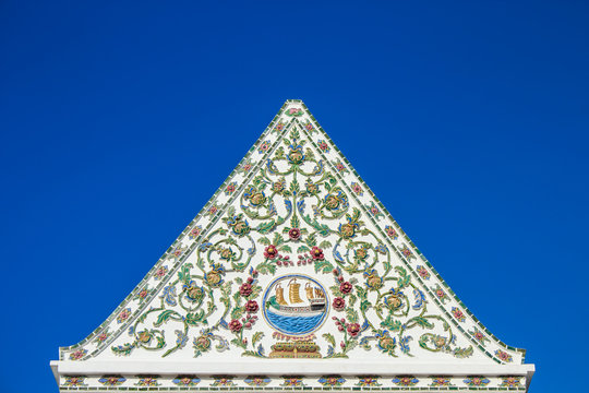 Tympanum At Wat Nang Chee Chotikaram, Bangkok.