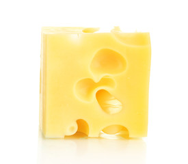 Cheese cube isolated on white