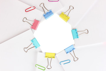 Documents with binder clips close up