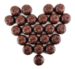 Chocolate candies isolated on white