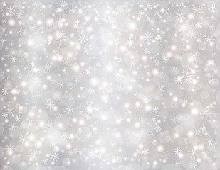 Naklejka na ściany i meble Winter Christmas background, falling snowflakes and stars