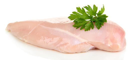Raw chicken fillets isolated on white
