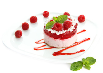 Delicious berry cake isolated on white