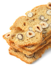 Biscotti with  nuts, isolated on white