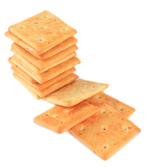 Delicious crackers isolated on white