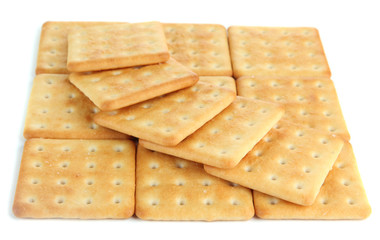 Delicious crackers isolated on white