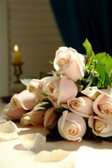 Beautiful bouquet of roses, on dark background