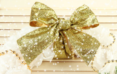 Christmas wreath on wooden background