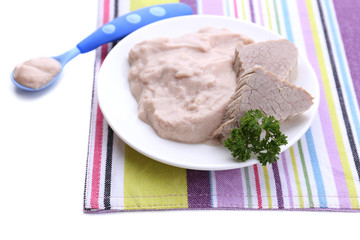 Meat paste for infant feeding,