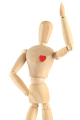 Wooden mannequin isolated on white