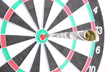 Money dart and target close up. Concept of success.