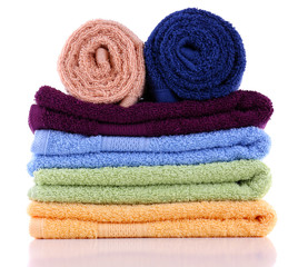 Colorful towels isolated on white