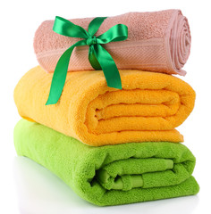 Colorful towels isolated on white