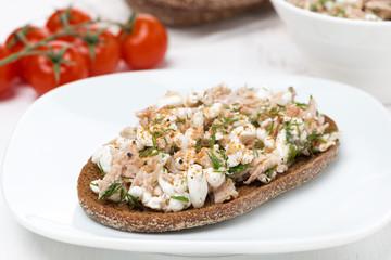 rye bread with tuna and homemade cheese