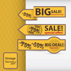Set of vintage style vector sale tag banner