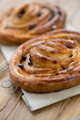 Close-up of sweet french roll buns, vertical shot