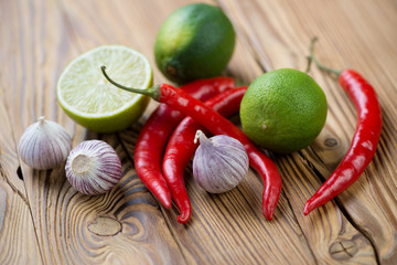 Traditional thai cooking ingredients, horizontal shot