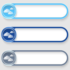 set of three vector abstract blue buttons with clouds