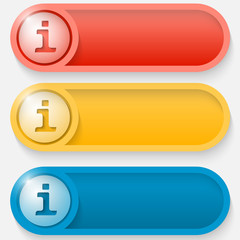 set of three colored vector abstract button with info icon