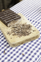 Chocolate chips on the table