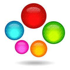 Five colored circle with a star inside.