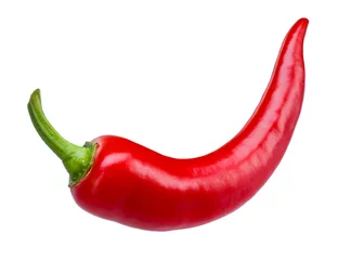 Tuinposter Red hot chili peper geïsoleerd op een witte achtergrond © Tim UR