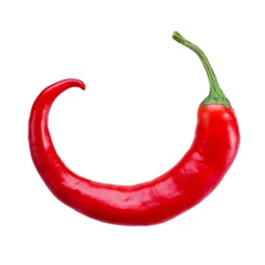 Poster Red hot chili peper geïsoleerd op een witte achtergrond © Tim UR