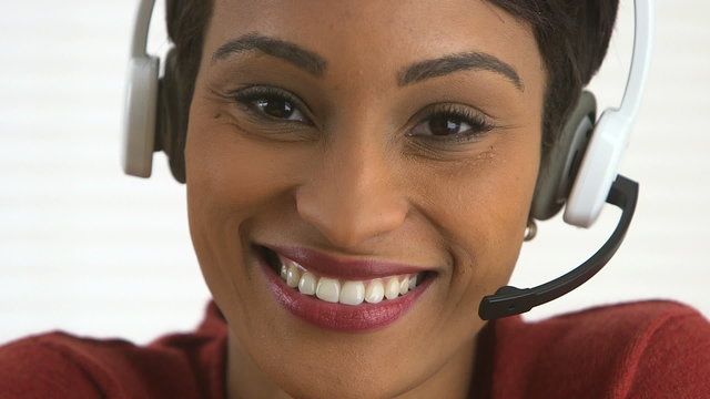 Close Up Of African American Customer Service Representative