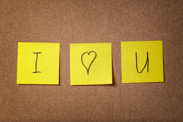 three reminder sticky notes i love you text