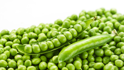 Fototapeta na wymiar Peas on white background. Macro