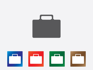 Briefcase icons set on different backgrounds