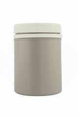 Gray plastic medical container for pills or capsules