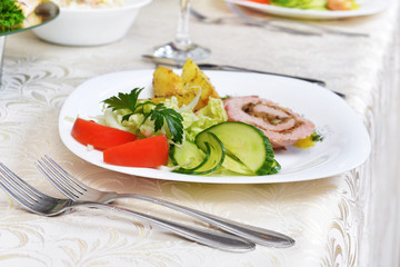 fillet with potato  on table